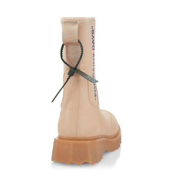 NWT Off-White c/o Virgil Abloh Sponge "For Rainy Days" Unisex Rainboots Natural - Picture 2 of 14